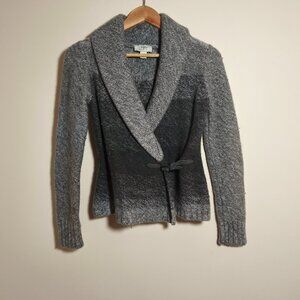 y2k LOFT Rabbit Wool Cashmere Chunky Wrap Sweater sz S Gray Cozy Feminine Flirty